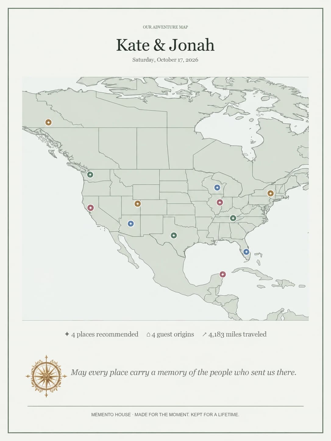 Example of a downloadable wedding map keepsake