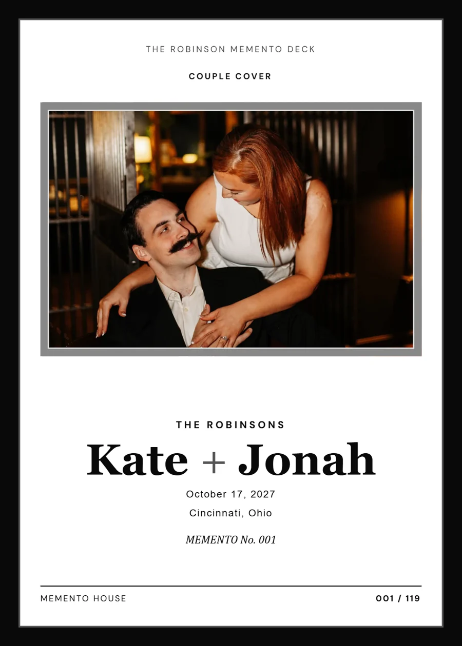 Personalized collectible Memento Deck cover