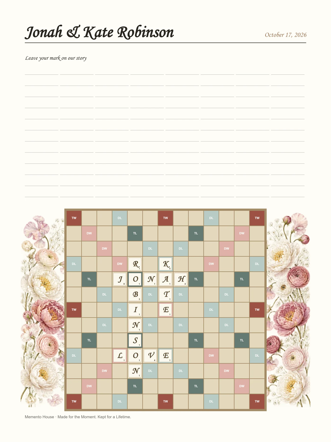 Personalized Jonah and Kate Unity Tile guestbook artwork